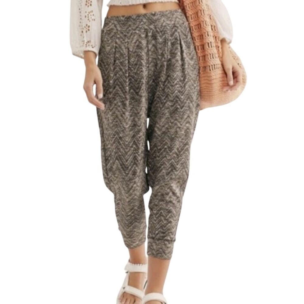 Free People Black White Harlow Harem Comfort Casual Athleisure Jogger Pants